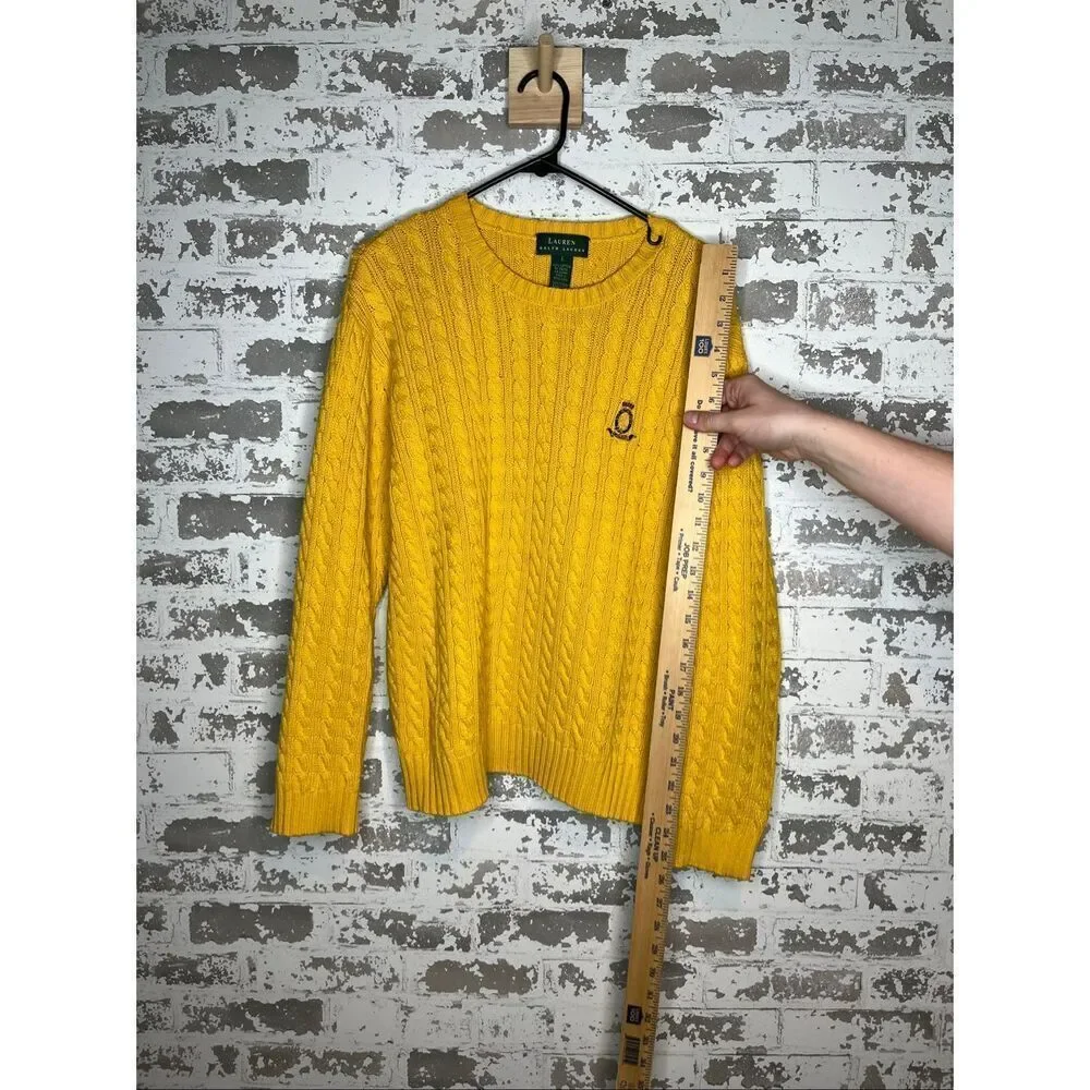 Ralph Lauren | women yellow vintage cable knit crewneck sweater - Picture 5 of 8